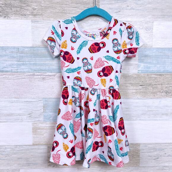 Dot Dot Smile Fit & Flare Dress Russian Dolls Matryoshka Casual Toddler 12-24M - Picture 1 of 5